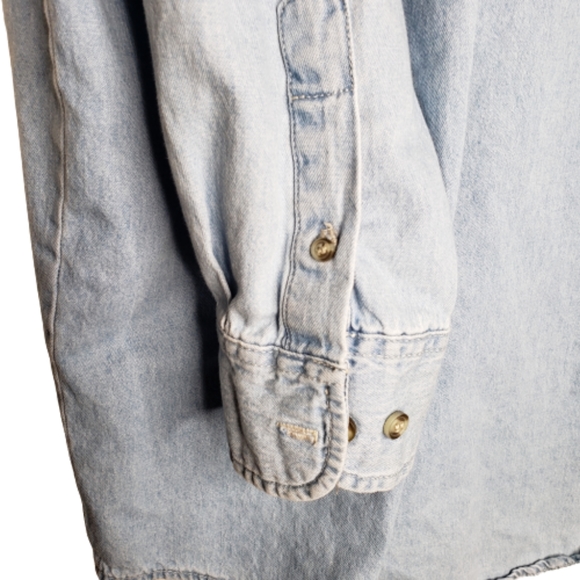 VINTAGE Shirt HARD ROCK CAFE Tampa Button Down Chambray Embroidered Sz L - Picture 6 of 7